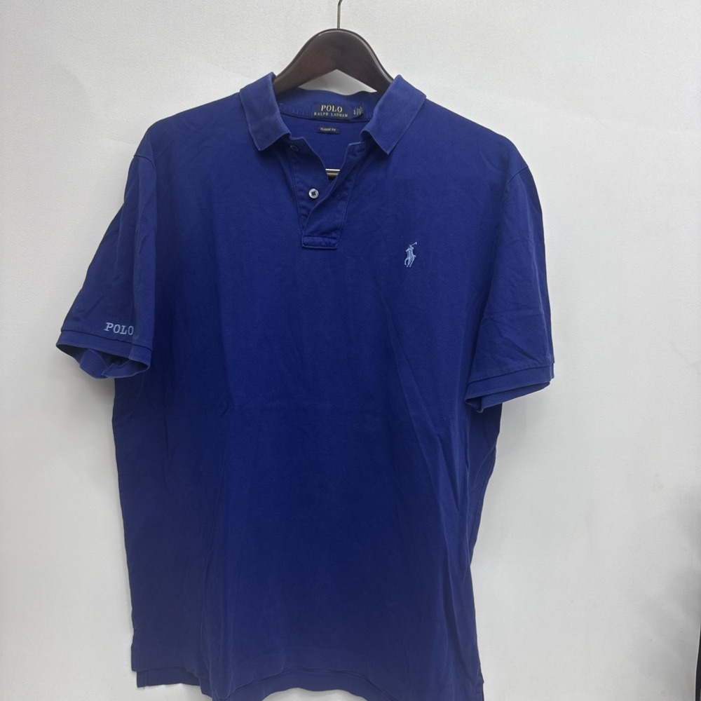 Polo Ralph Lauren classic fit embroidered sleeve dark blue pearl buttons large